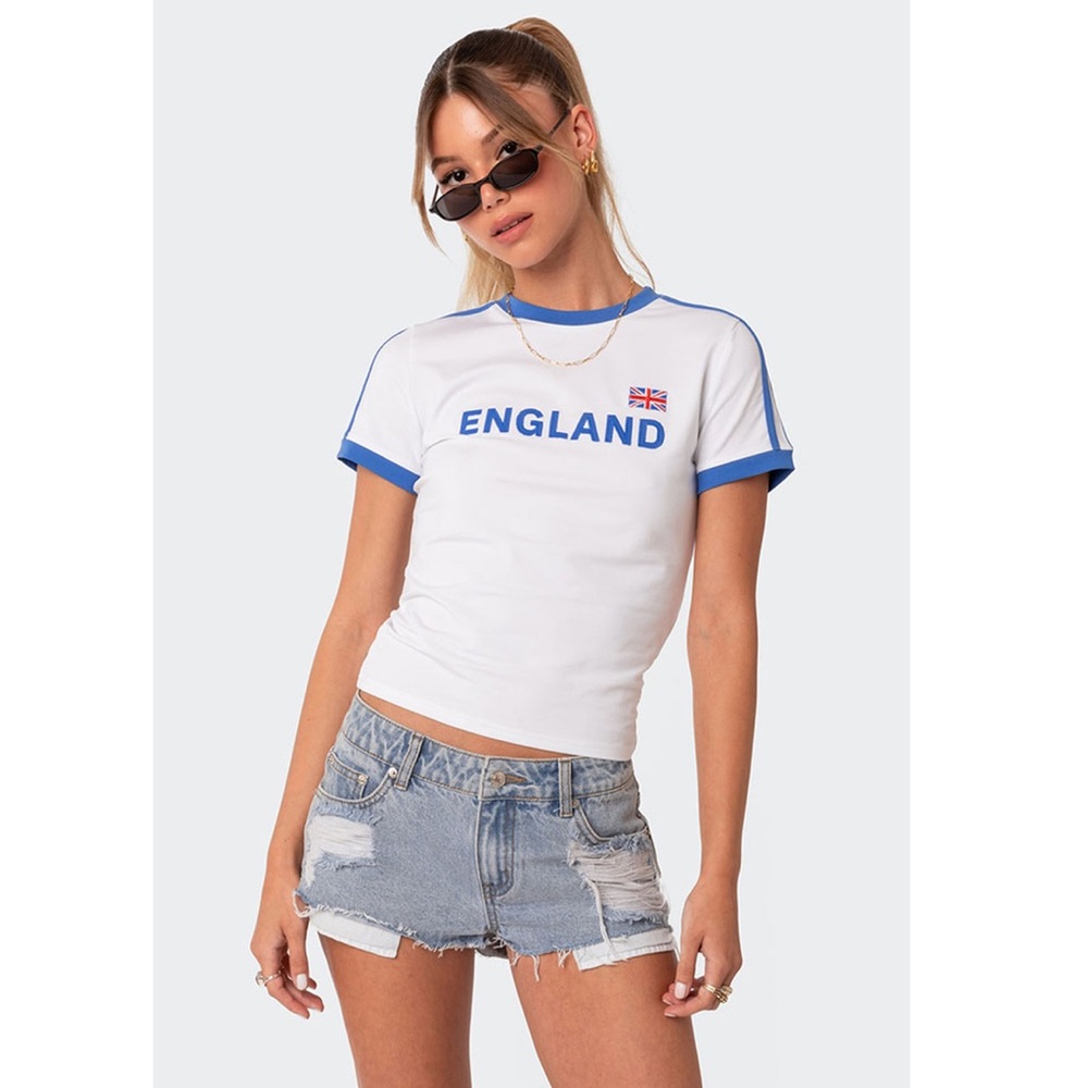 Edikted White and Blue Women's Top size small